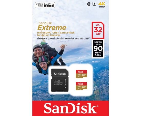 SanDisk memory card microSDHC 32GB Extreme Action 2pcs