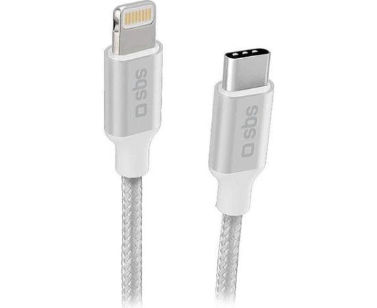 Cable SBS Braided USB-C/Lightning 1m Silver