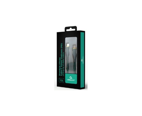 Kabelis Gembird Premium silicon USB Type-C Male - USB Type-C Male 1.5m Green