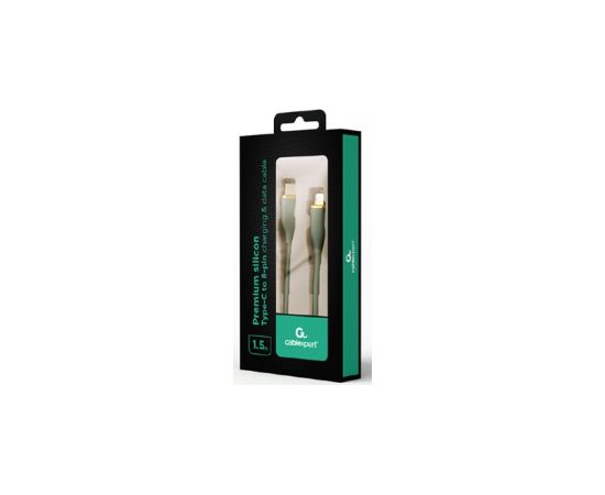 Kabelis Gembird Premium silicon 8-pin Male - USB Type-C Male 1.5m Green