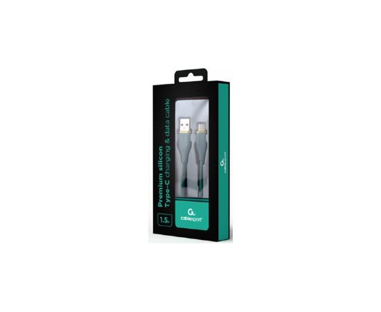 Kabelis Gembird Premium silicon USB-A Male - USB Type-C Male 1.5m Green