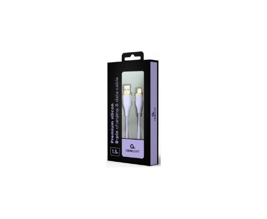 Kabelis Gembird Premium silicon USB-A Male - 8-pin Male 1.5m Violet