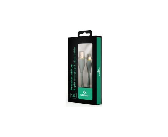 Kabelis Gembird Premium silicon USB-A Male - 8-pin Male 1.5m Green