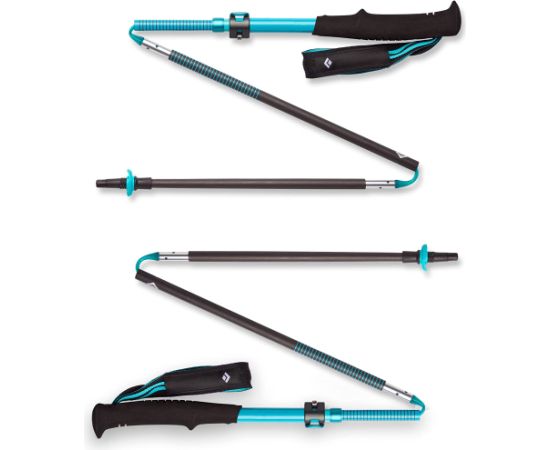 Black Diamond Womens Distance Carbon FLZ Trekking poles, fitness equipment (turquoise, 1 pair, 95-110 cm)