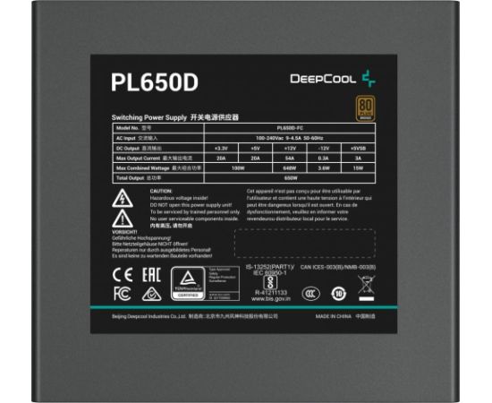 DeepCool PL650D power supply unit 650 W 20+4 pin ATX ATX Black