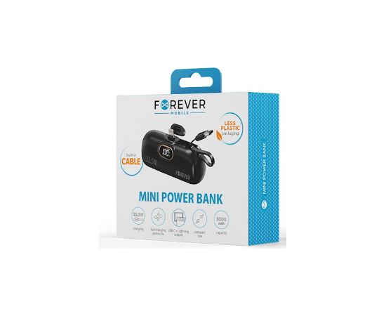 Forever MTB-100 Mini Power bank 22.5W Ārējās uzlādes Baterija 5000mAh Lightning