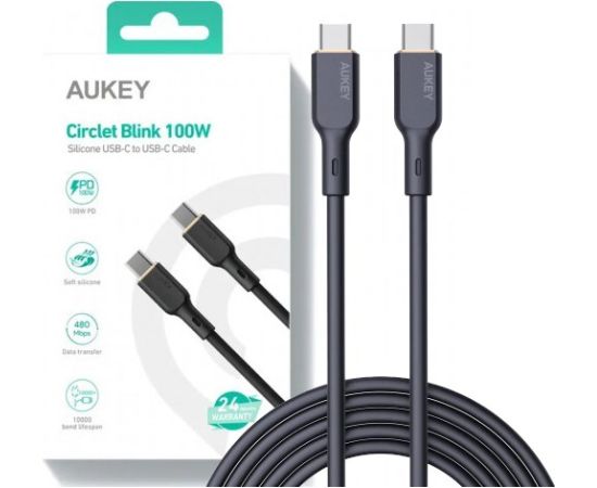 AUKEY CB-SCC101 USB-C Type-C Power Delivery PD 100W 5A 1m Silikon Black