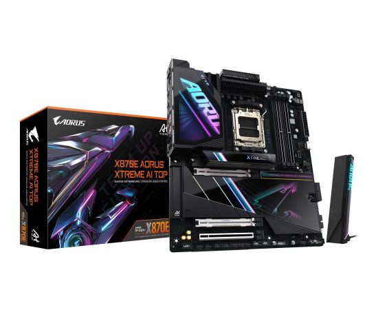 Mainboard GIGABYTE AMD X870E SAM5 EATX Memory DDR5 Memory slots 4 1xPCI-Express 4.0 4x	 1xPCI-Express 4.0 8x 1xPCI-Express 5.0 16x 4xM.2 1xHDMI 2xUSB 2.0 6xUSB 3.2 2xUSB-C 1xOptical S/PDIF 2xRJ45 2xAudio port X870EAXTREMEAITOP