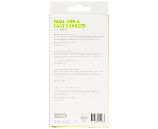 D-Fruit charger 12W 2xUSB-A DF124