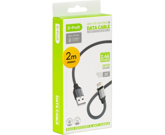 D-Fruit cable USB-A - Lightning 2m, grey (DF121)