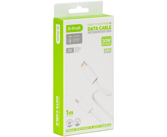 D-Fruit cable USB-C - Lightning 1m, white (DF118)