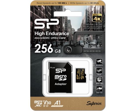 Silicon Power memory card microSDXC 256GB High Endurance + adapter