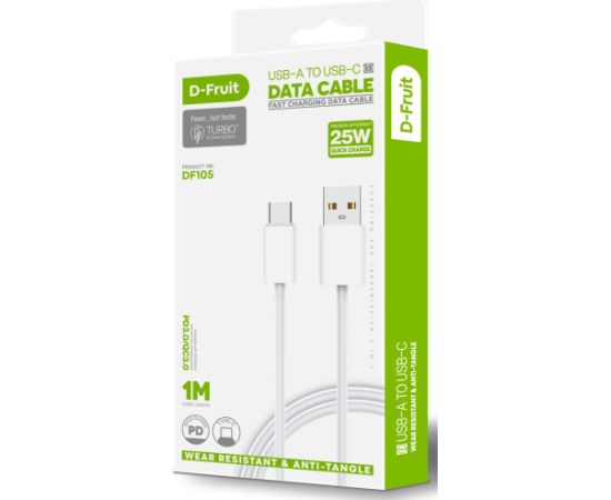 D-Fruit cable USB-A - USB-C 1m, white (DF105)