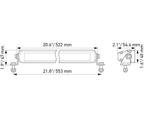 Papildlukturis HELLA Black Magic (12/24V, 105W, 6000lm, 5700K, number of diodes: 21 50mmx40mm)