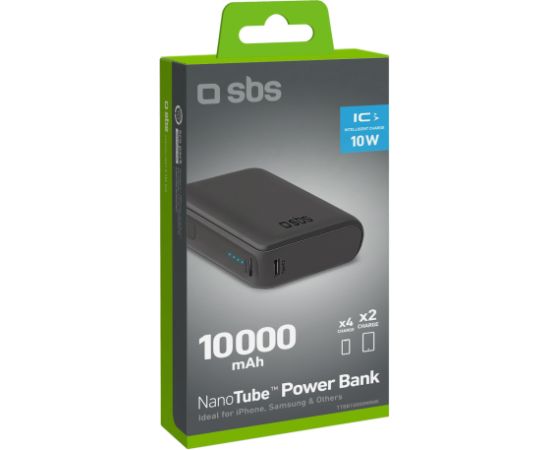 Power Bank 10000 mAh USB+Type-C 10W By SBS Black