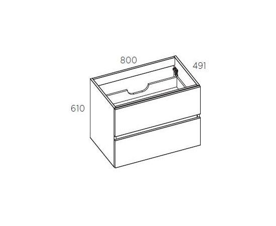 Balteco izlietnes skapītis Grada, 800x491 mm, h=610 mm, 2A, graphite