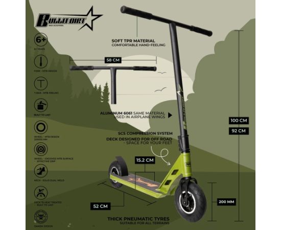 Story Skrejritenis NKD Bullit Dirt Scooter armygreen-100cm