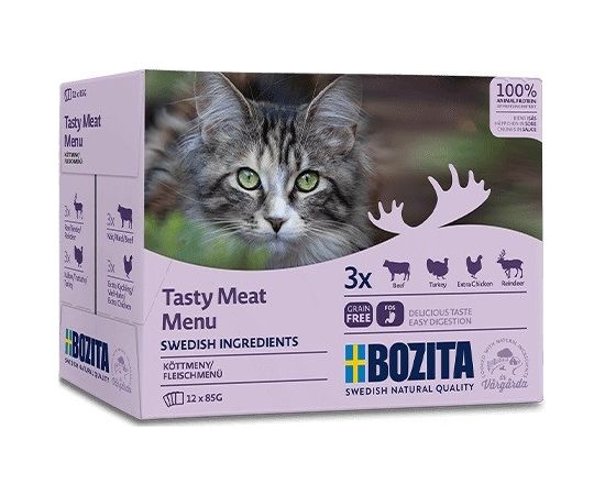 BOZITA Tasty meat menu - wet cat food - 12 x 85g