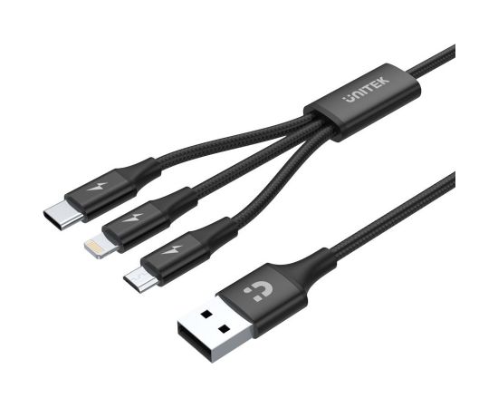 UNITEK C14049BK USB cable 1.2 m USB 2.0 USB C Micro-USB B/Lightning Black