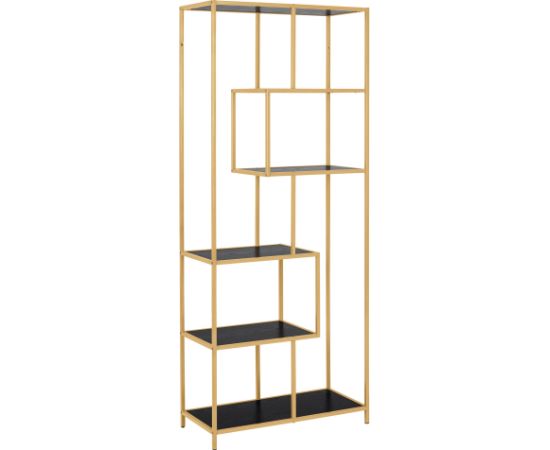 Shelf SEAFORD 77x35xH185cm, black/golden