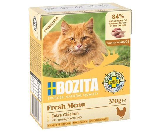 BOZITA Sterylised - Extra kurczak kawałki w sosie - mokra karma dla kota - 370g