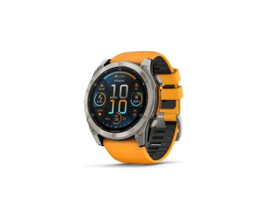 Garmin Pulkstenis FENIX 8-51mm, AMOLED Sapph, Ti/Bare/Grpht, SparkOrg/Grp, EMEA