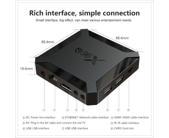 Tvix X96Q 4K Multimedia atkaņotājs Smart TV Box 2GB + 16GB Android 10 ar Bluetooth & Wi-Fi Melns