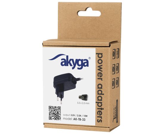 Universal power adapter Akyga AK-TB-33 5.0V | 2.0A 10W 5.5 x 2.5 mm 1.5m