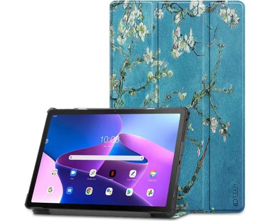 Tech-Protect SmartCase futrālis Lenovo Tab M10 Plus (3rd gen.) 10.6" TB-125 | TB-128 - zils ar sakuras ziediem