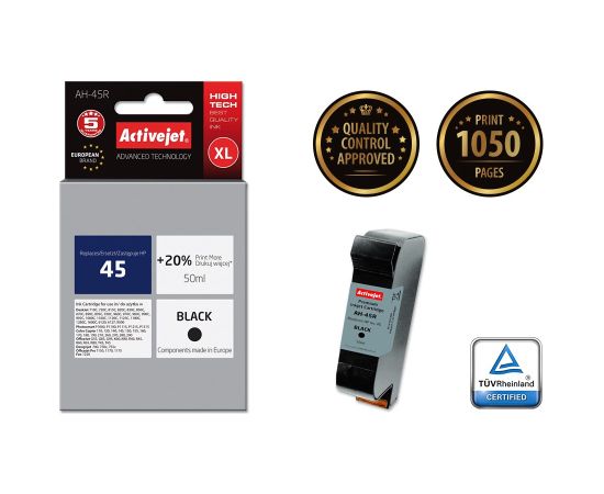 Activejet AH-45R Ink Cartridge (replacement for HP 45 51645A; Premium; 50 ml; black)