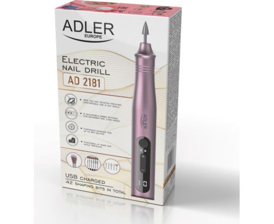 Adler AD 2181 Nail milling machine - 11-in-1 set Pink