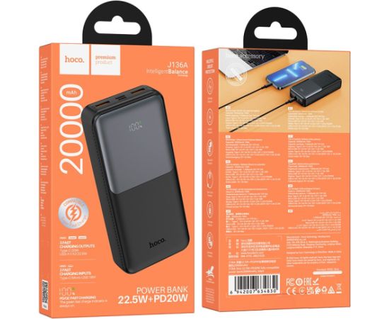 External battery Power Bank Hoco J136A 22.5W+PD20W 20000mAh black