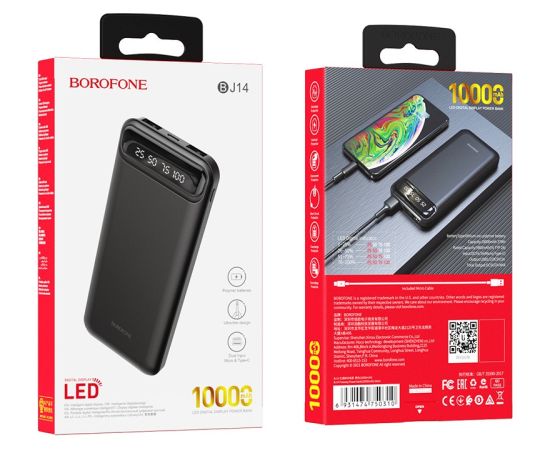 External battery Power Bank Borofone BJ14 Type-C microUSB 2*USB (2A)  10000mAh black