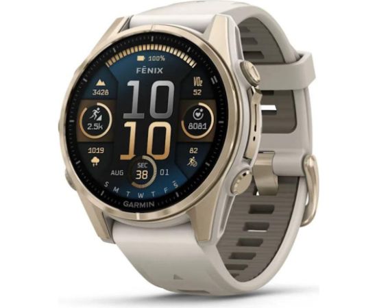 Garmin fenix 8 43mm AMOLED Sapphire Soft Gold with Fog Gray/Dark Viedpulkstenis