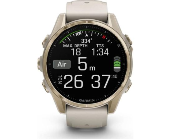 Garmin fenix 8 43mm AMOLED Sapphire Soft Gold with Fog Gray/Dark Viedpulkstenis