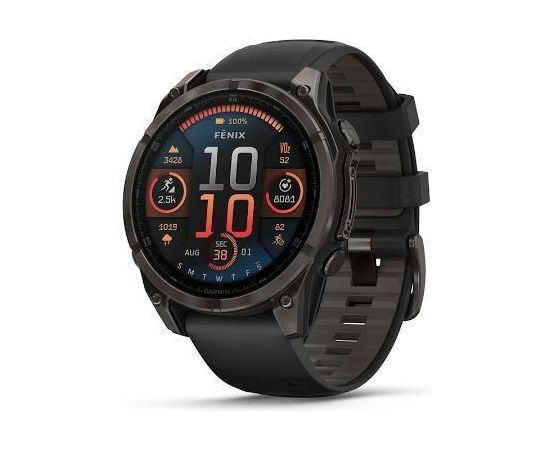 Garmin fenix 8 43mm AMOLED Sapphire Grey DLC Titanium with Black/Pebble Grey silicone band Viedpulkstenis