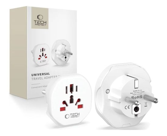 Tech-Protect travel adapter Universal EU, white