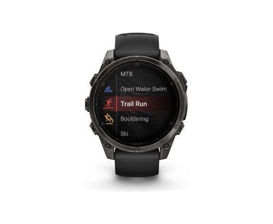 Garmin fenix 8 43mm AMOLED Sapphire Grey DLC Titanium with Black/Pebble Grey silicone band Viedpulkstenis