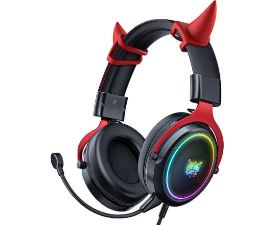 ONIKUMA X10 gaming headphones Black and red Demona pinks