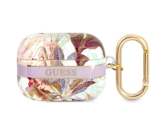 Guess TPU Flower Print Case for Airpods Pro Purple