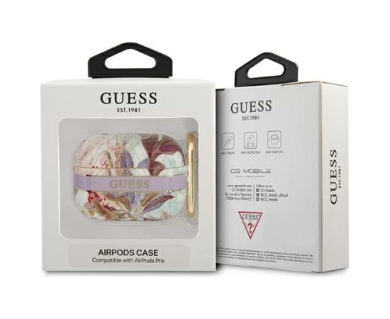 Guess TPU Flower Print Case for Airpods Pro Purple