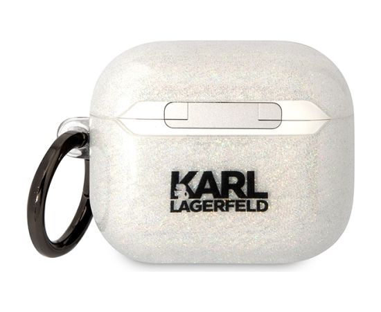 Karl Lagerfeld 3D Logo NFT Karl and Choupette TPU Glitter Case for Airpods 3 White