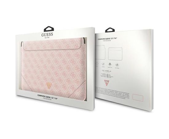 Guess Sleeve GUCS14P4TP 13|14" rożowy |pink 4G Uptown Triangle logo