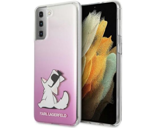 KLHCS21MCFNRCPI Karl Lagerfeld PC|TPU Choupette Eats Cover for Samsung Galaxy S21+ Gradient Pink