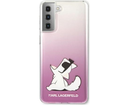 KLHCS21MCFNRCPI Karl Lagerfeld PC|TPU Choupette Eats Cover for Samsung Galaxy S21+ Gradient Pink