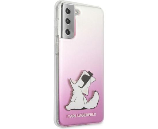 KLHCS21MCFNRCPI Karl Lagerfeld PC|TPU Choupette Eats Cover for Samsung Galaxy S21+ Gradient Pink