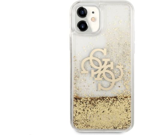 GUHCN61LG4GGO Guess TPU Big 4G Liquid Glitter Gold Case for iPhone 11 Transparent