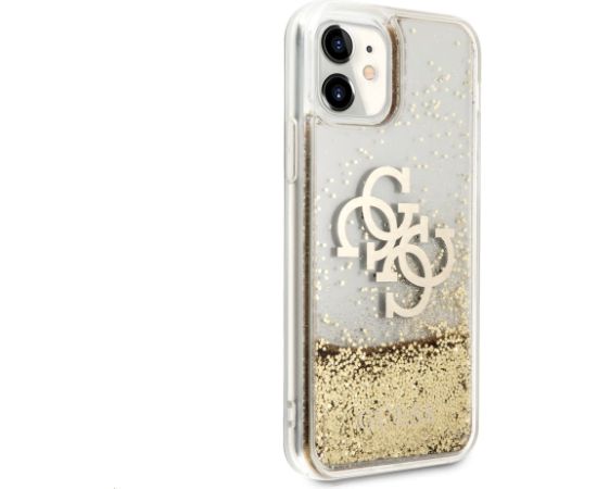 GUHCN61LG4GGO Guess TPU Big 4G Liquid Glitter Gold Case for iPhone 11 Transparent