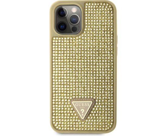 Guess Rhinestones Triangle Metal Logo Case for iPhone 12 Pro Max Gold