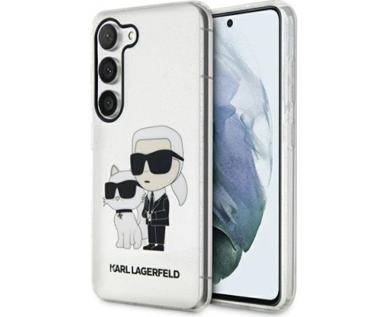 Karl Lagerfeld IML Glitter Karl and Choupette NFT Case for Samsung Galaxy S23+ Transparent